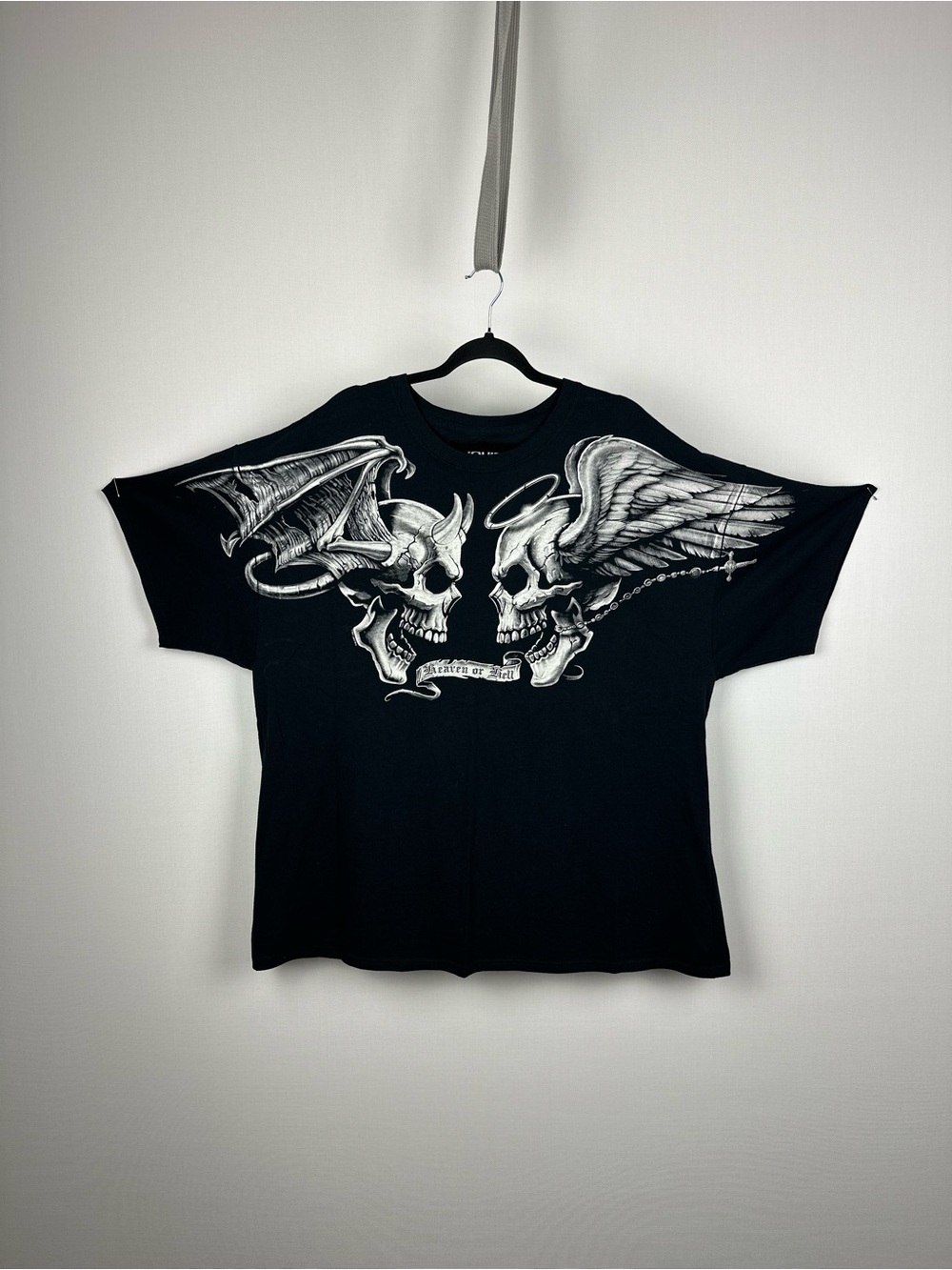 2007 Liquid Blue Heaven or Hell Skull Angel Devil Graphic T-Shirt 3XL Black